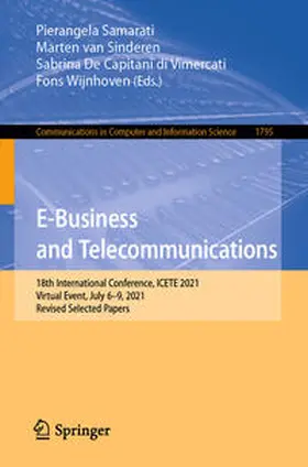 Samarati / Wijnhoven / van Sinderen |  E-Business and Telecommunications | Buch |  Sack Fachmedien