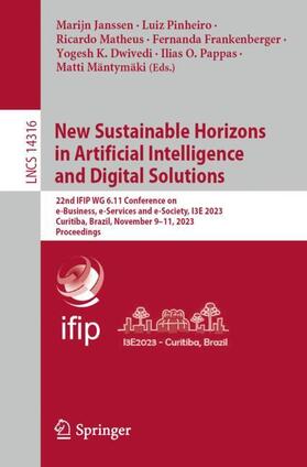 Janssen / Pinheiro / Matheus |  New Sustainable Horizons in Artificial Intelligence and Digital Solutions | Buch |  Sack Fachmedien