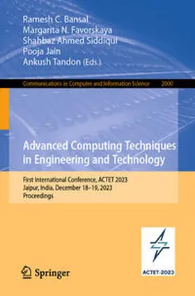 Bansal / Favorskaya / Siddiqui |  Advanced Computing Techniques in Engineering and Technology | Buch |  Sack Fachmedien