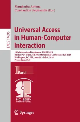 Stephanidis / Antona |  Universal Access in Human-Computer Interaction | Buch |  Sack Fachmedien