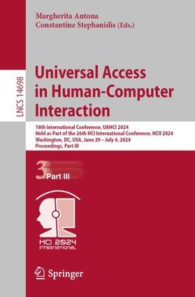 Stephanidis / Antona |  Universal Access in Human-Computer Interaction | Buch |  Sack Fachmedien