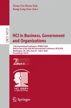Siau / Nah |  HCI in Business, Government and Organizations | Buch |  Sack Fachmedien
