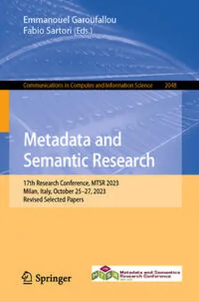Garoufallou / Sartori |  Metadata and Semantic Research | eBook | Sack Fachmedien