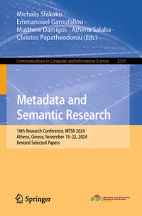 Sfakakis / Garoufallou / Damigos | Metadata and Semantic Research | E-Book | sack.de