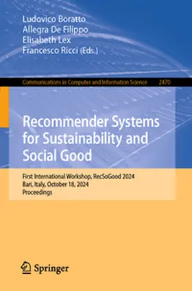 Boratto / De Filippo / Lex | Recommender Systems for Sustainability and Social Good | E-Book | sack.de