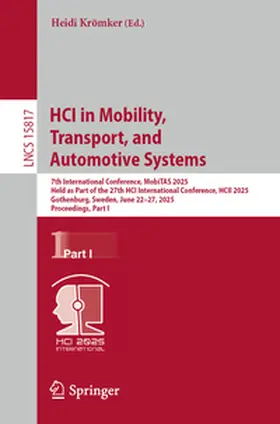 Krömker | HCI in Mobility, Transport, and Automotive Systems | E-Book | sack.de