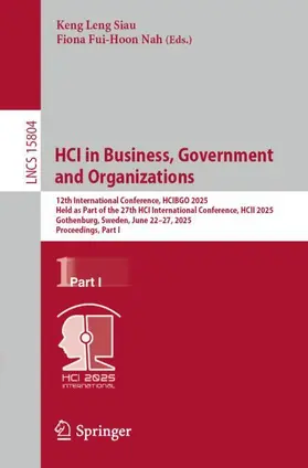 Nah / Siau |  HCI in Business, Government and Organizations | Buch |  Sack Fachmedien