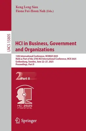 Nah / Siau |  HCI in Business, Government and Organizations | Buch |  Sack Fachmedien