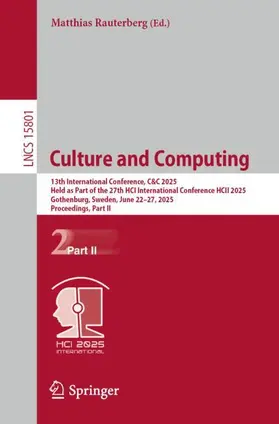 Rauterberg |  Culture and Computing | Buch |  Sack Fachmedien