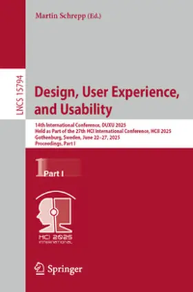 Schrepp |  Design, User Experience, and Usability | eBook | Sack Fachmedien