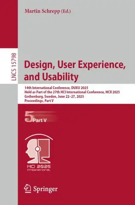 Schrepp |  Design, User Experience, and Usability | Buch |  Sack Fachmedien