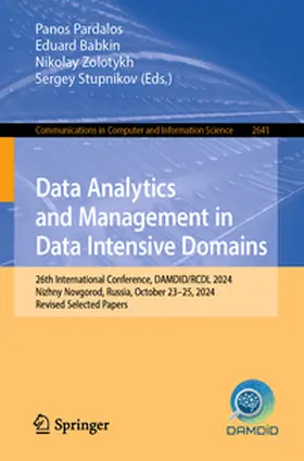 Pardalos / Babkin / Zolotykh | Data Analytics and Management in Data Intensive Domains | E-Book | www.sack.de