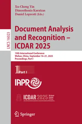 Yin / Karatzas / Lopresti |  Document Analysis and Recognition – ICDAR 2025 | eBook | Sack Fachmedien