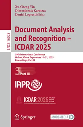 Yin / Karatzas / Lopresti |  Document Analysis and Recognition – ICDAR 2025 | eBook | Sack Fachmedien