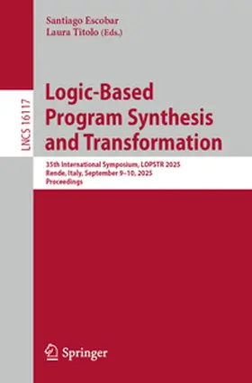 Escobar / Titolo |  Logic-Based Program Synthesis and Transformation | eBook | Sack Fachmedien