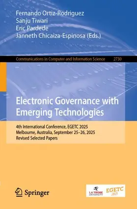 Ortiz-Rodriguez / Tiwari / Pardede |  Electronic Governance with Emerging Technologies | Buch |  Sack Fachmedien