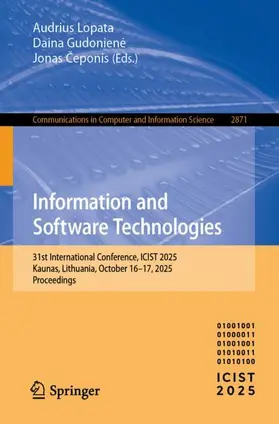 Lopata / Gudoniene / Ceponis |  Information and Software Technologies | Buch |  Sack Fachmedien