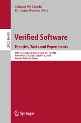Pit-Claudel / Kosaian | Verified Software. Theories, Tools and Experiments | E-Book | www.sack.de