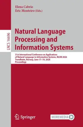 Cabrio / Monteiro |  Natural Language Processing and Information Systems | Buch |  Sack Fachmedien