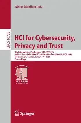Moallem |  HCI for Cybersecurity, Privacy and Trust | Buch |  Sack Fachmedien