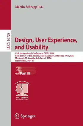 Schrepp |  Design, User Experience, and Usability | Buch |  Sack Fachmedien