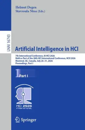 Degen / Ntoa |  Artificial Intelligence in HCI | Buch |  Sack Fachmedien