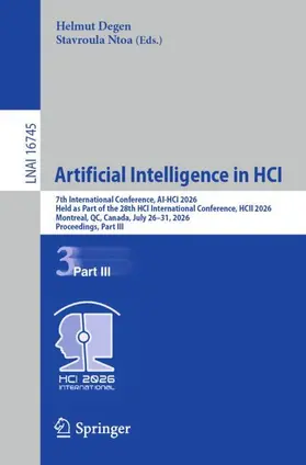 Degen / Ntoa |  Artificial Intelligence in HCI | Buch |  Sack Fachmedien