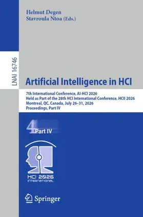 Degen / Ntoa |  Artificial Intelligence in HCI | Buch |  Sack Fachmedien