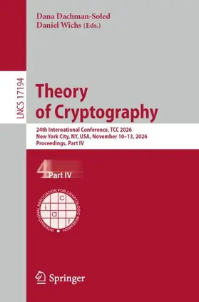 Dachman-Soled / Wichs |  Theory of Cryptography | Buch |  Sack Fachmedien