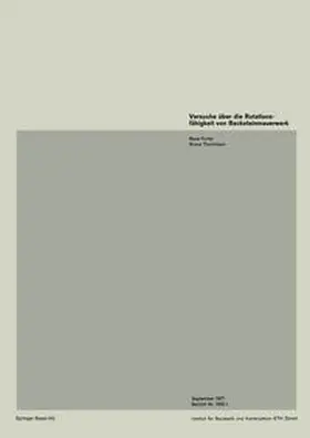 FURLER / THÜRLIMANN |  Versuche über die Rotationsfähigkeit von Backsteinmauerwerk | eBook | Sack Fachmedien