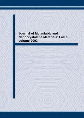 Yavari / Inoue / Morris | Journal of Metastable and Nanocrystalline Materials: Fall e-volume 2003 | E-Book | sack.de