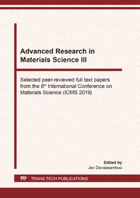 Davaasambuu |  Advanced Research in Materials Science III | Buch |  Sack Fachmedien