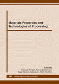 Pivnyak / Dychkovskyi / Cabana |  Materials Properties and Technologies of Processing | Sonstiges |  Sack Fachmedien