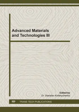 Kolisnychenko |  Advanced Materials and Technologies III | eBook | Sack Fachmedien