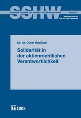 Hablützel |  Solidarität in der aktienrechtlichen Verantwortlichkeit. | Buch |  Sack Fachmedien