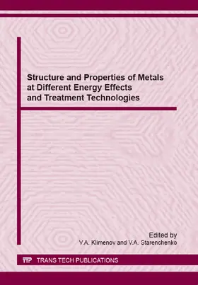 Klimenov / Starenchenko | Structure and Properties of Metals at Different Energy Effects and Treatment Technologies | Buch | 978-3-03835-191-7 | sack.de
