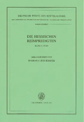 Lenz-Kemper |  Die Hessischen Reimpredigten | Buch |  Sack Fachmedien