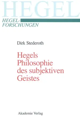 Stederoth |  Hegels Philosophie des subjektiven Geistes | eBook | Sack Fachmedien
