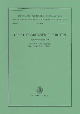 Schiewer / Seidel |  Die St. Georgener Predigten | Buch |  Sack Fachmedien