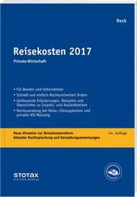 Deck | Reisekosten 2017 | Buch | 978-3-08-311017-0 | sack.de