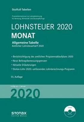 Tabelle, Lohnsteuer 2020 Monat | Buch | 978-3-08-332820-9 | sack.de