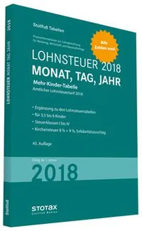 Tabelle, Lohnsteuer 2018 Mehr-Kinder-Tabelle | Buch | 978-3-08-334918-1 | www.sack.de