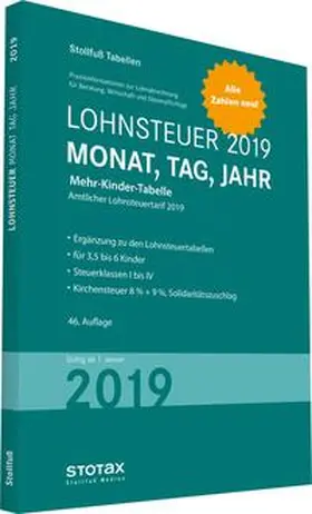 Tabelle, Lohnsteuer 2019 Mehr-Kinder-Tabelle | Buch | 978-3-08-334919-8 | www.sack.de