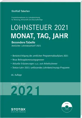 Tabelle, Lohnsteuer 2021 Monat, Tag, Jahr | Buch | 978-3-08-344021-5 | sack.de
