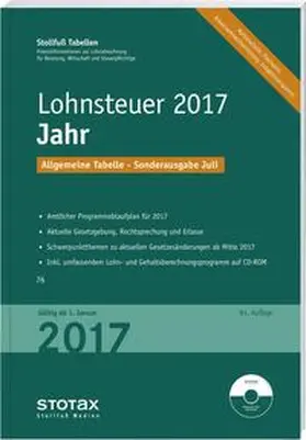  Tabelle, Lohnsteuer 2017 Jahr - Sonderausgabe Juli | Buch |  Sack Fachmedien