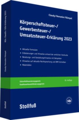 Claudy / Henseler / Kümpel |  Körperschaftsteuer-, Gewerbesteuer-, Umsatzsteuer-Erklärung 2023 | Buch |  Sack Fachmedien