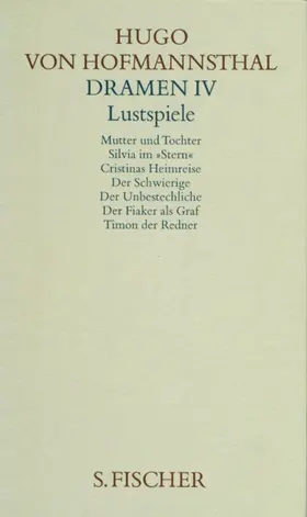 Hofmannsthal |  Dramen IV. Lustspiele | Buch |  Sack Fachmedien