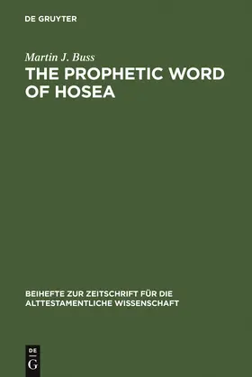 Buss |  The Prophetic Word of Hosea | Buch |  Sack Fachmedien