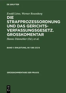 Löwe / Dünnebier / Rosenberg |  Einleitung, §§ 1 bis 212 b | Buch |  Sack Fachmedien