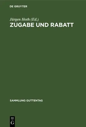 Gloy / Hoth |  Zugabe und Rabatt | Buch |  Sack Fachmedien